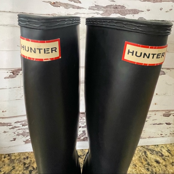 Kids tall hunter boots in matte black - Picture 4 of 10